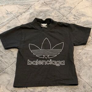Balenciaga Black Tee with White Outlined Logo